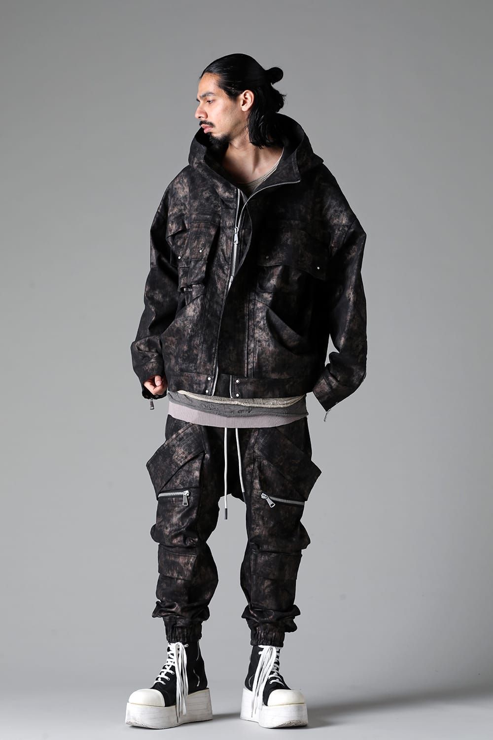 《2025AW先行予約》Metal Steam Camouflage Hooded Blouson"Black × Beige" / メタルスチームカモフラージュ フーデッドブルゾン"ブラック×ベージュ"