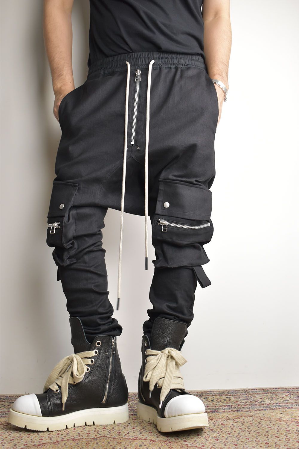 Stretch Denim Cargo Sarrouel Skinny"Black" / ストレッチデニムカーゴサルエルスキニー"ブラック"