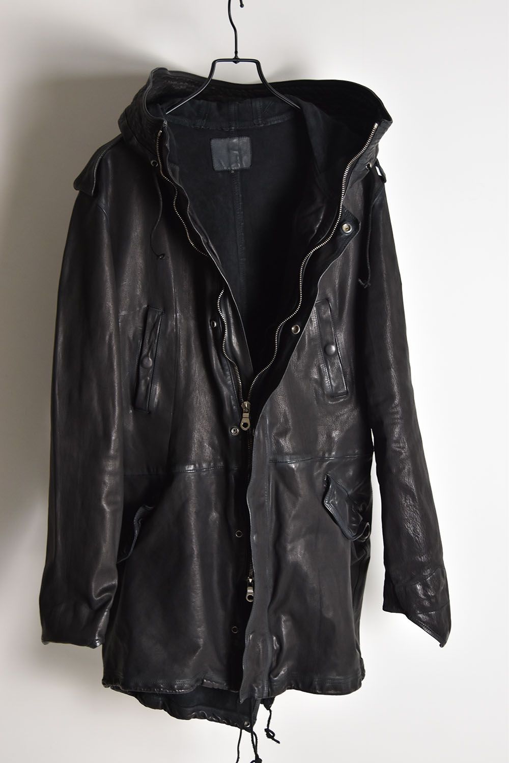 Goat Leather Mods Coat"Black"/ ゴートタンニン製品染モッズコート"ブラック"