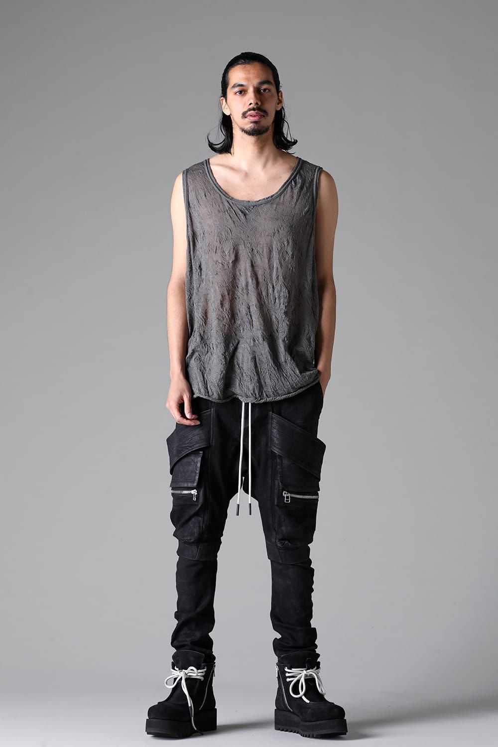 《2025AW先行予約》Gauze Washer Tank Top"Black / Grey / Ivory /Beige" /ガーゼワッシャタンクトップ"ブラック / グレー / アイボリー /ベージュ"