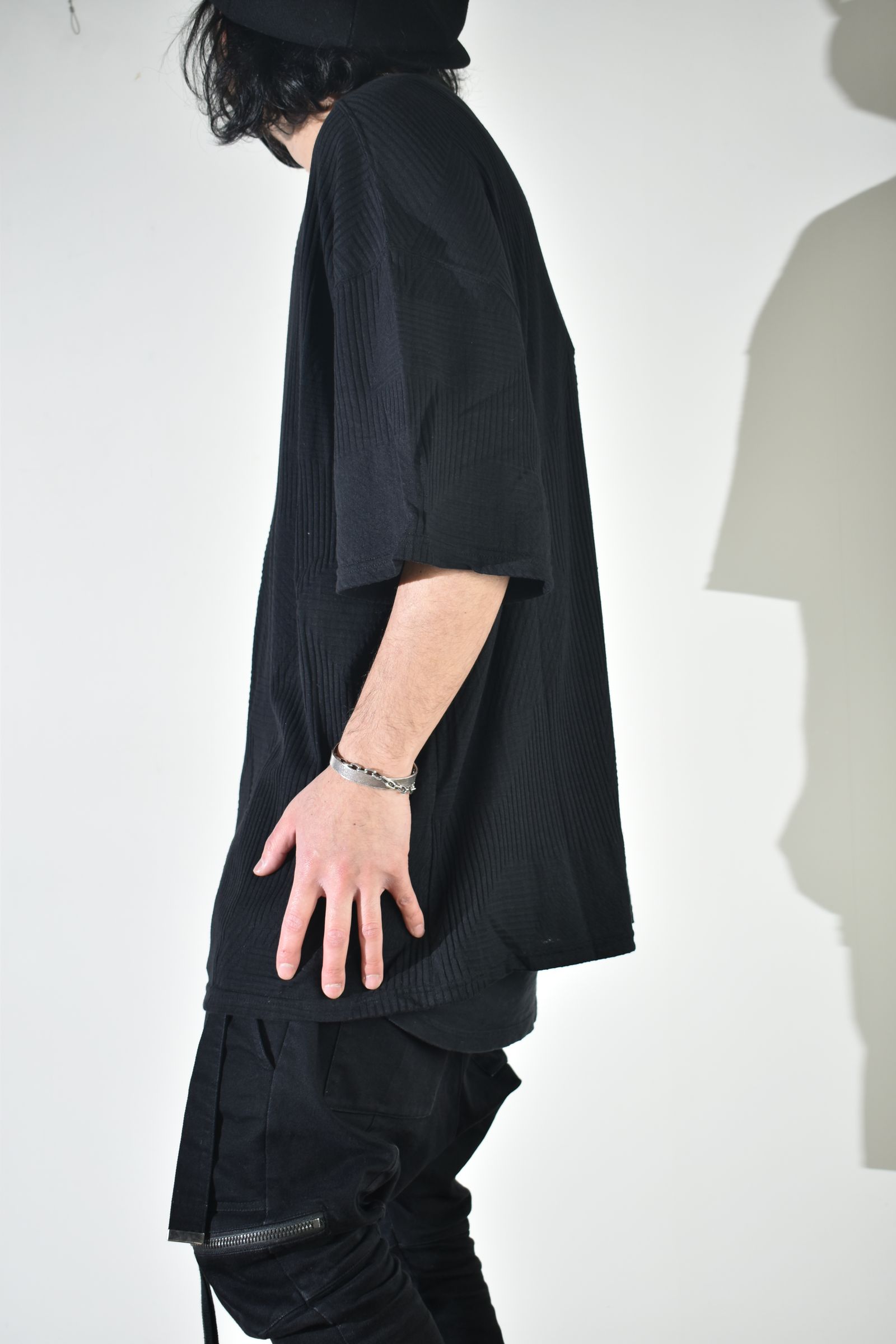 Deformed Stripe Pattern Jumbo Tee "Black" /ディフォルメドストライプパターンジャンボTee"ブラック"