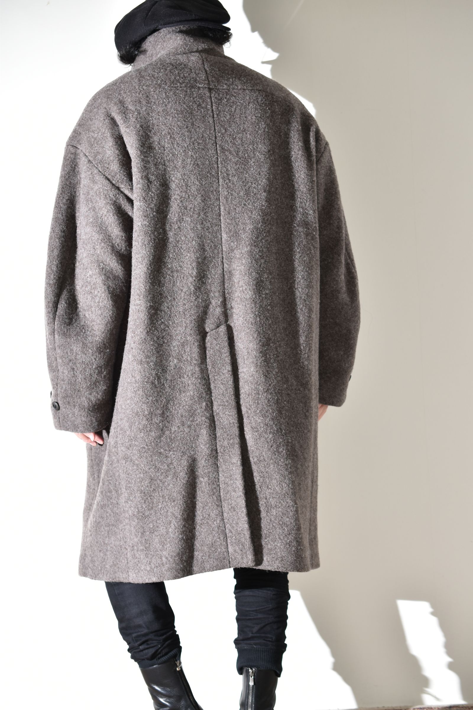 Wool Pile High Neck Coat "GreyBeige" / ウールパイルハイネックコート"グレーベージュ"