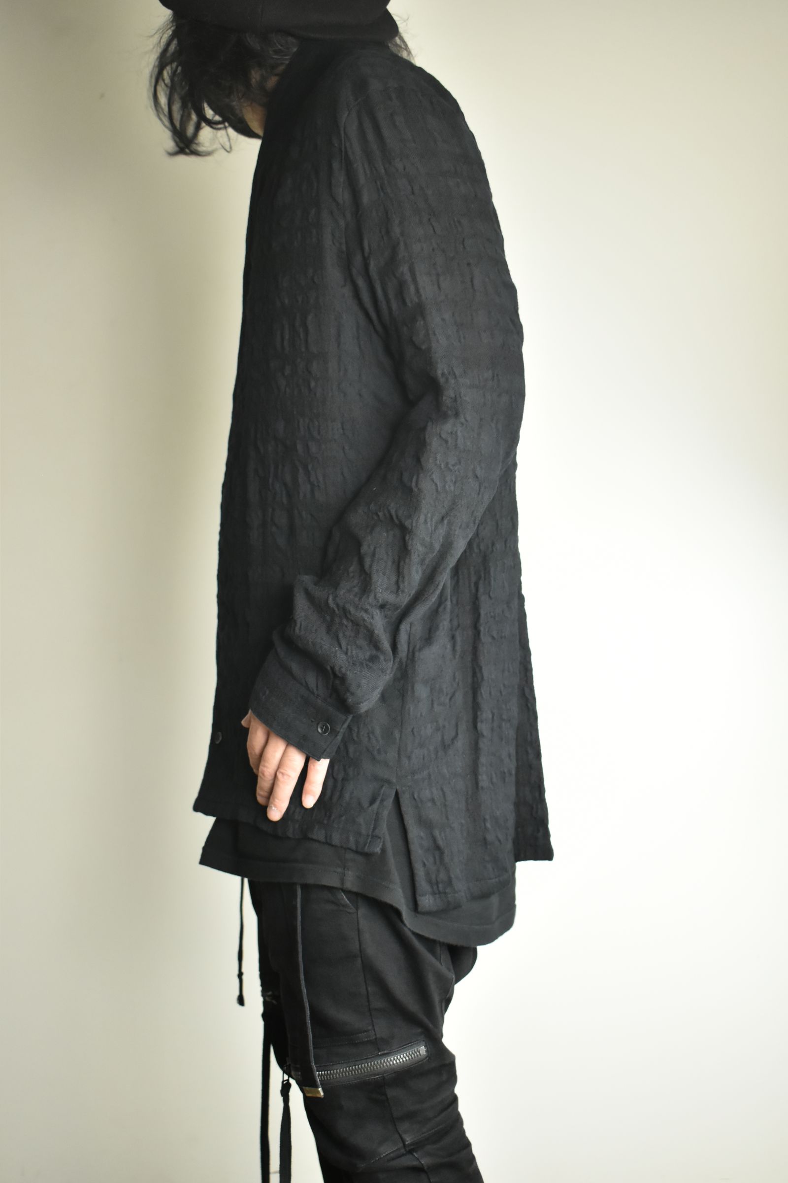 Shadow Check Shawl Collar Shirt"Black" / シャドウチェックショールカラーシャツ"ブラック"