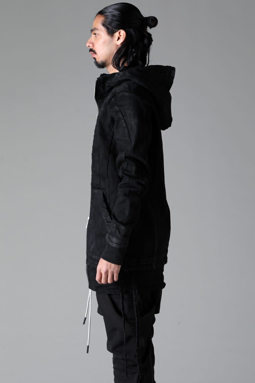 《2025AW先行予約》Coated Bonding  Hoodie Denim Blouson"Black" / コーディングボンディングフーデッドデニムブルゾン"ブラック"