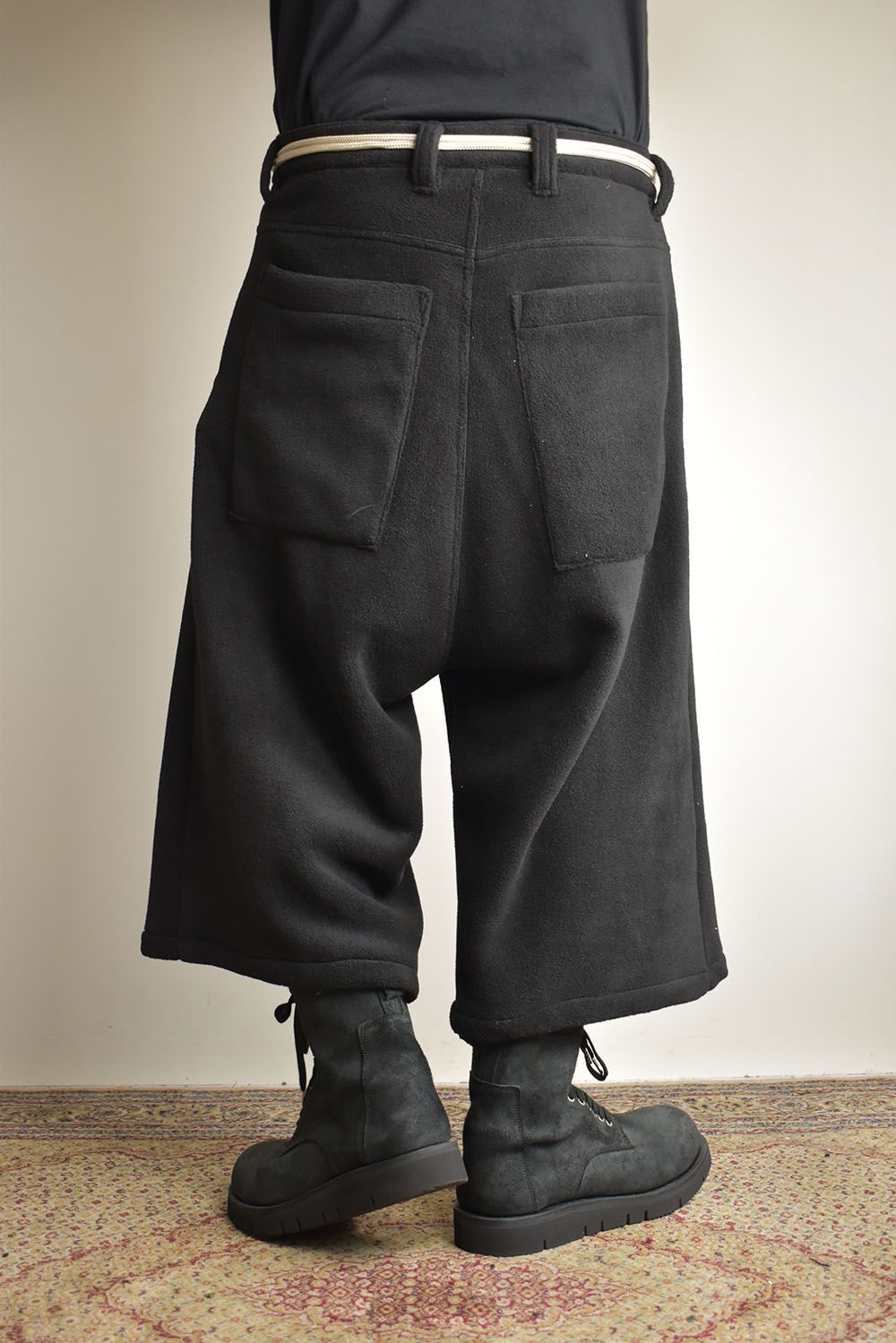 Fleece Over Cropped Pants"Black"/フリースオーバークロップドパンツ"ブラック"