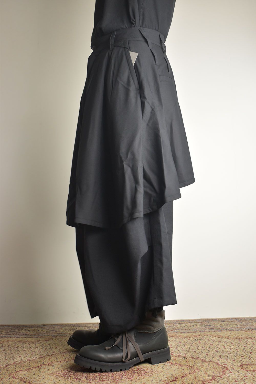 Layerd Super Wide Sarouel"Black" / レイヤードスーパーワイドサルエル"ブラック"