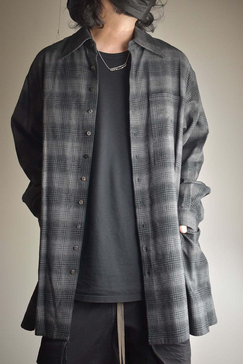 Over Sized Check Shirts"Grey" / オーバーサイズドチェックシャツ"グレー"