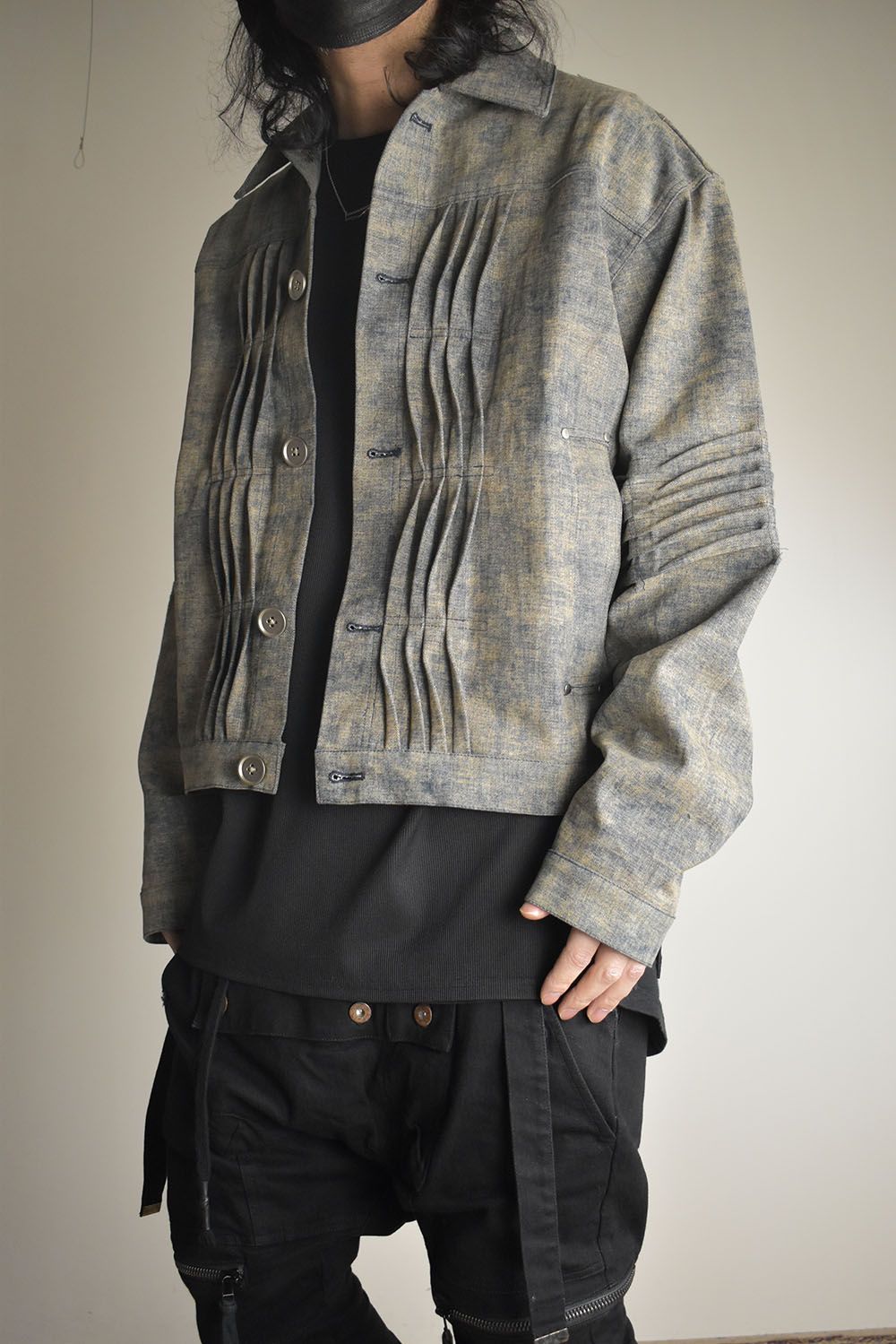 Blended Shades Denim Pin Tuck Blouson "Steel Blue" / ブレンデッドシェイドデニムピンタックブルゾン"スティールブルー"