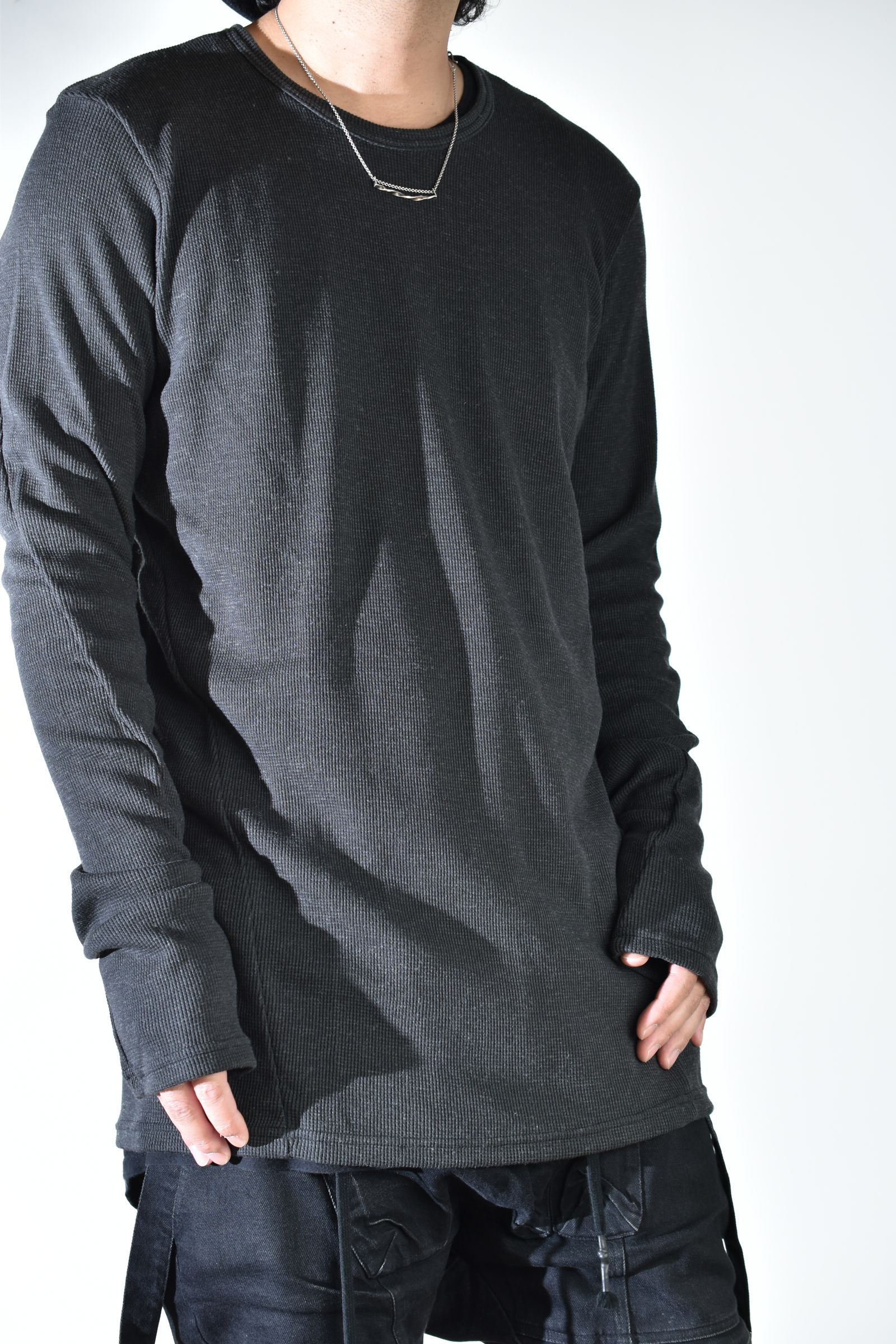 Back Printed Waffle Jersey Long  Sleeve Tee"D.Grey" バックプリントワッフルジャージーロングスリーブTee"ダークグレー"