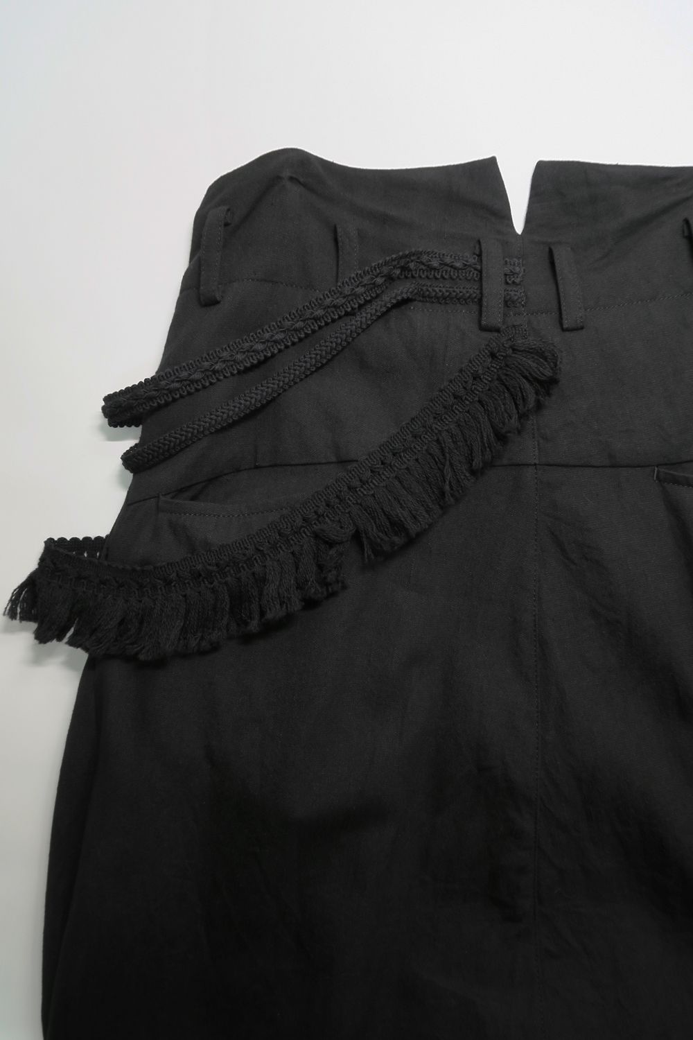 Wool Braid Fringe Drop Crotch Pants"Black"/ウールブレードフリンジドロップクロッチパンツ"ブラック"