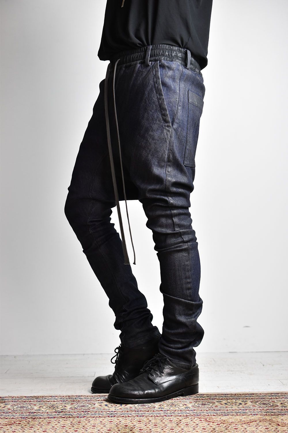 《2025AW先行予約》Coated Stretch denim Sarouel skinny"Blue" / コーティングストレッチデニムサルエルスキニー"ブルー"