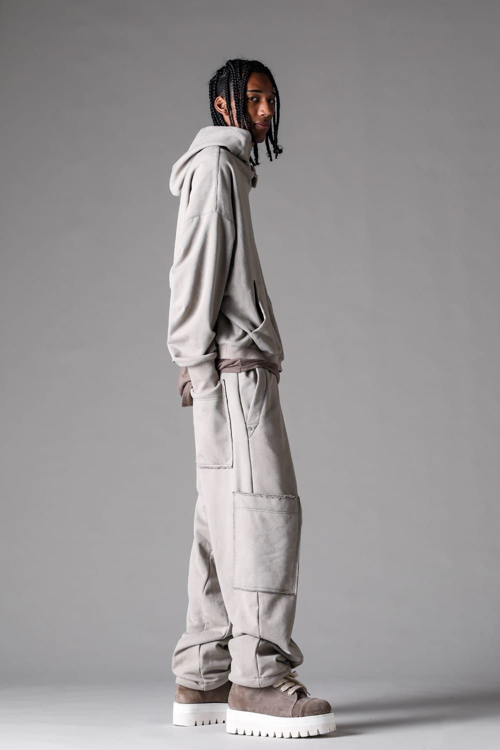《2027SS先行予約》French Terry Wide Pants "Black / Grey / L.Beige"/ フレンチテリー裏毛ワイドパンツ"ブラック / グレー /ライトベージュ"