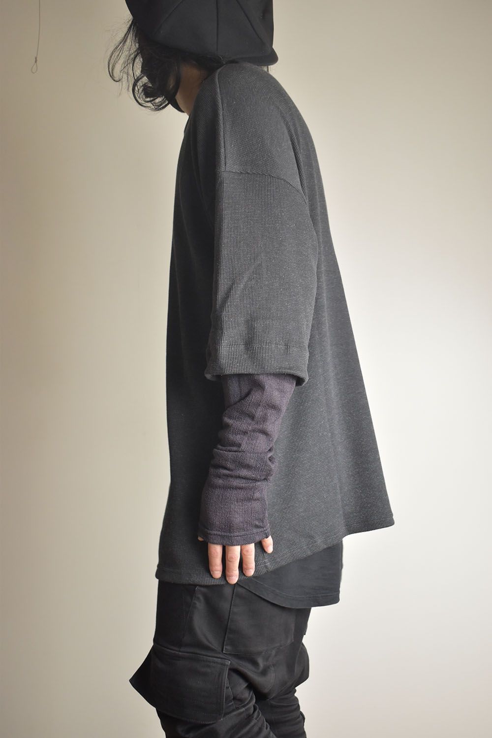 Layered Crew Neck Top"D.Grey" / レイヤードクルーネックトップ"ダークグレー"