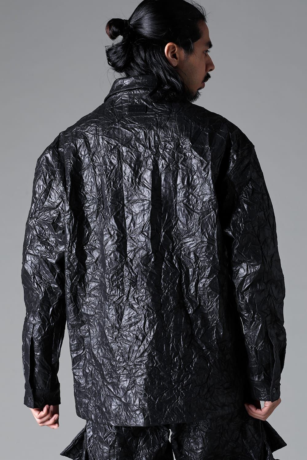 Washer Synthetic Leather Shirts"Black" / ワッシャーシンセティックレザーシャツ"ブラック"