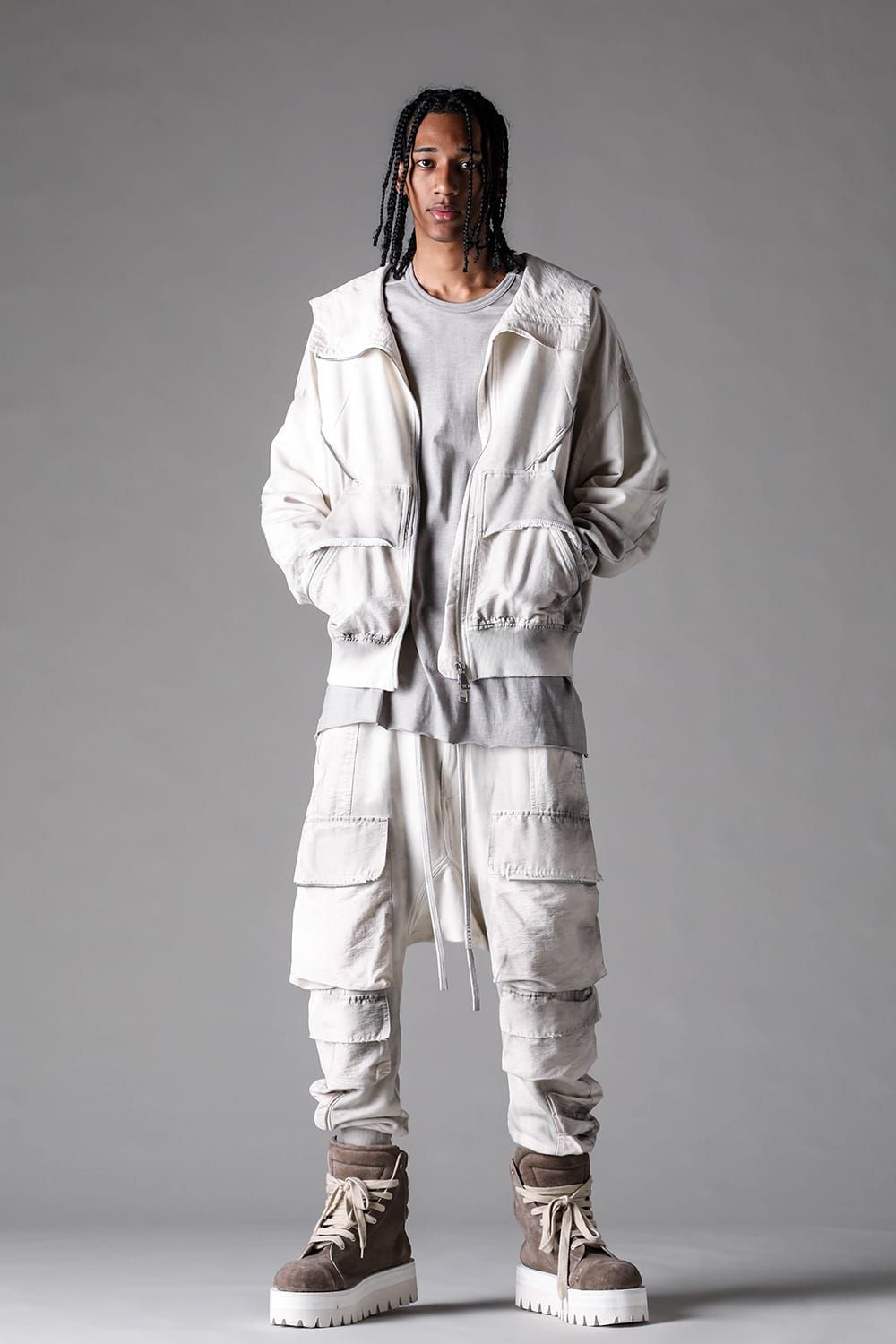 《2027SS先行予約》Vintage Zip Hoodie "Black × Brown / Grey × L.Grey / Ivory" / ヴィンテージジップフーディ"ブラック×ブラウン / グレー×ライトグレー / アイボリー"