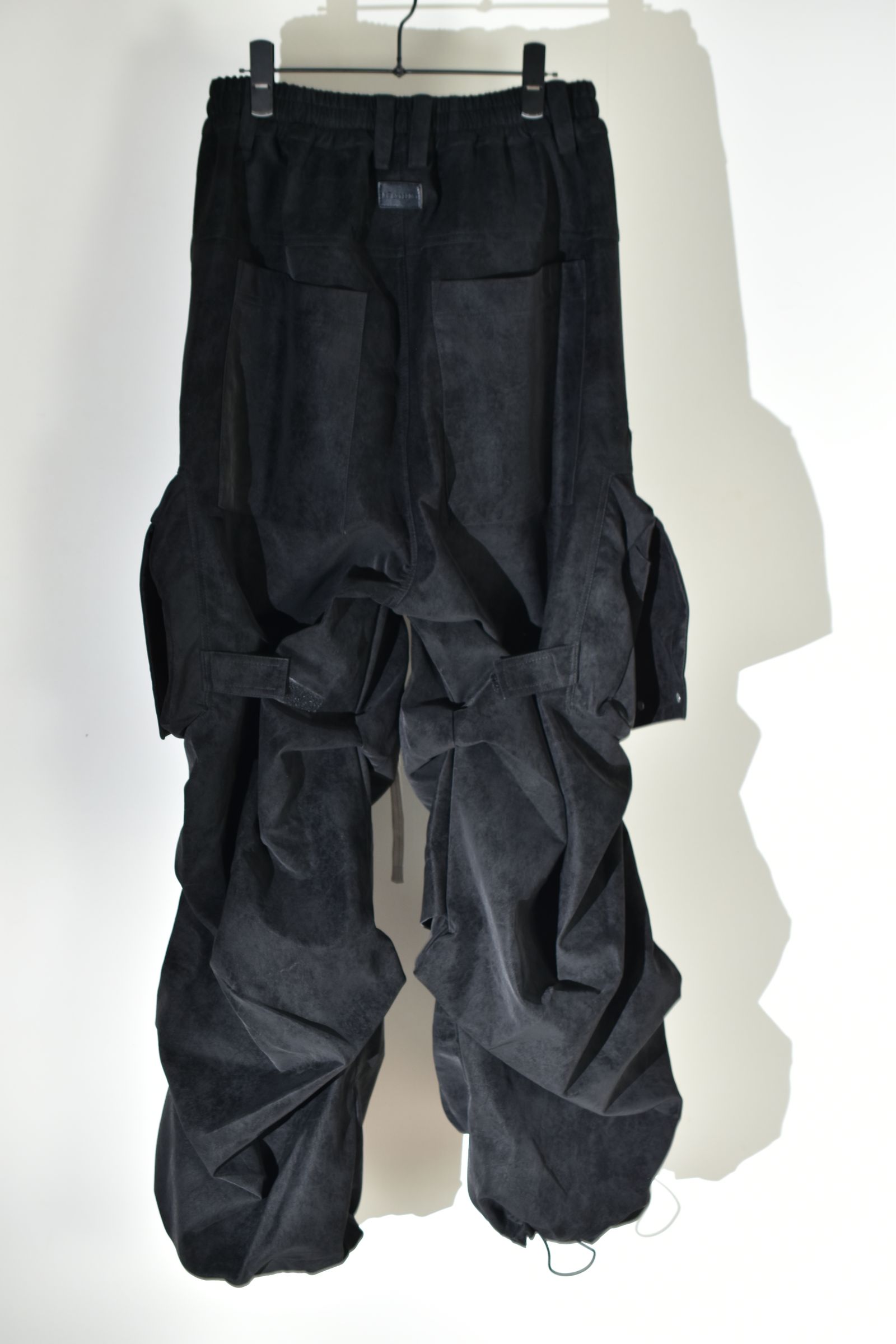 Vegan Suede Leather Cargo Pants"Black" / ヴィーガンスウェードレザーカーゴパンツ "ブラック"