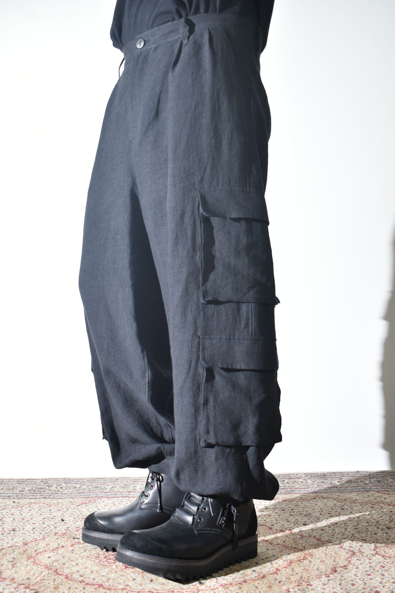 Linen Cargo Pants "Black" / リネンカーゴパンツ"ブラック"