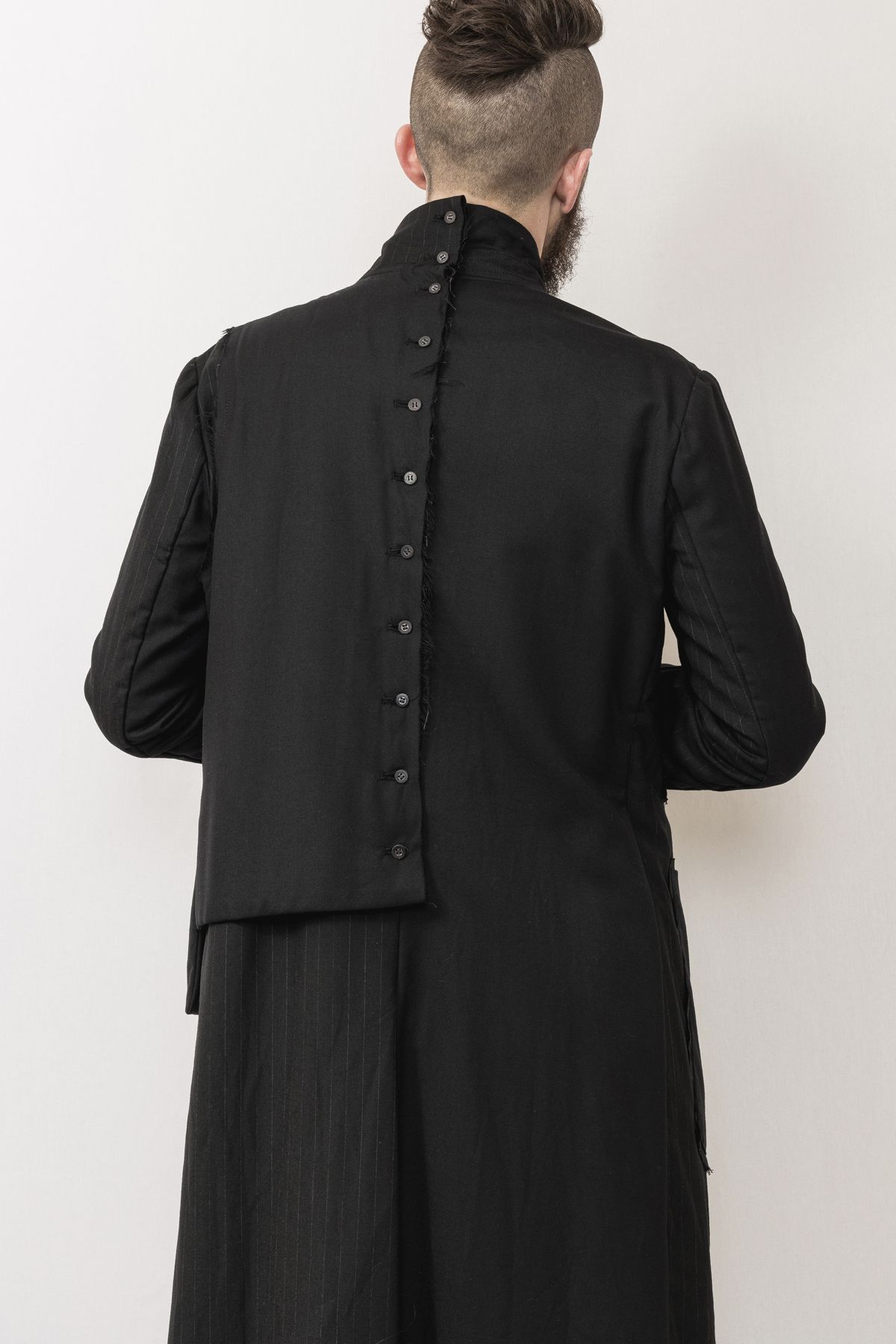Patched Long Jacket W Half Vest"Black"/パッチドロングジャケット ダブルハーフベスト"ブラック"