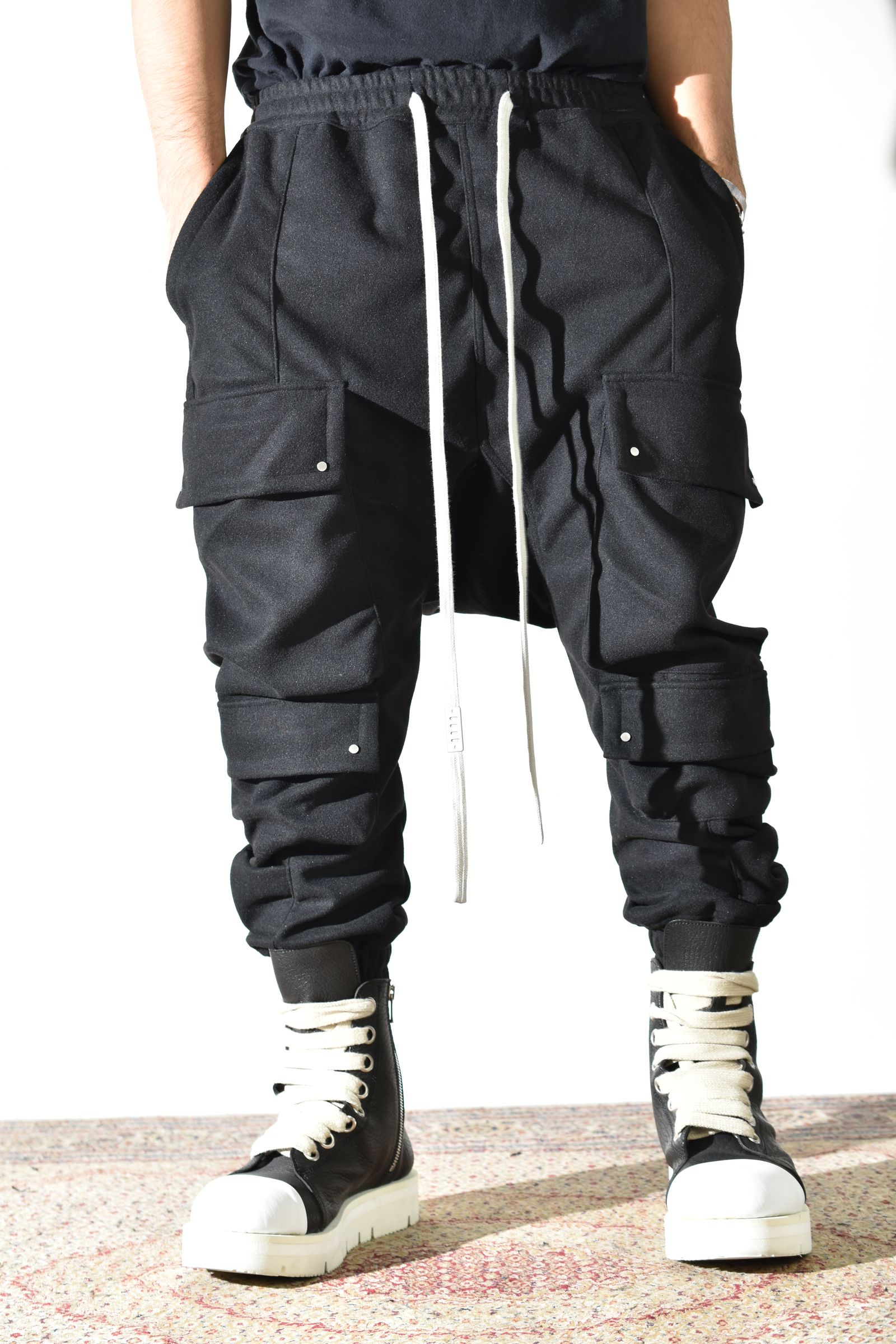 Knit Jersey Military Sarrouel Easy Pants"Black" / ニットジャージーミリタリーサルエルイージーパンツ"ブラック"