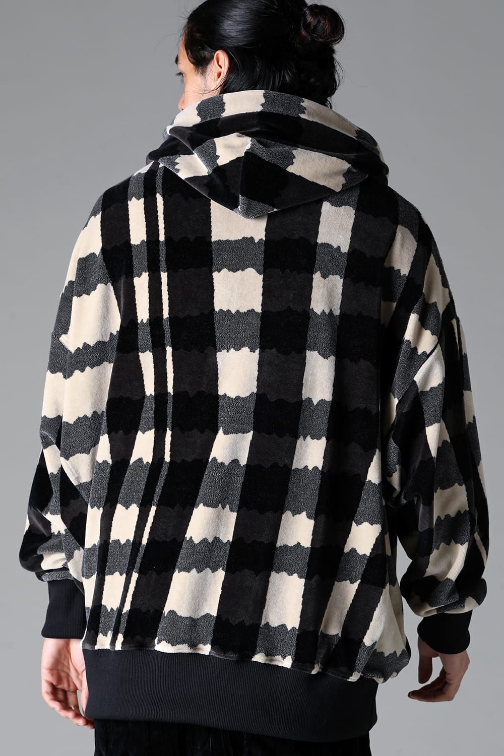 《2025AW先行予約》Checked Pattern Hooded Top"Black×Grey×Ivory" / チェックパターンフーデッドトップ"ブラック×グレー×アイボリー"