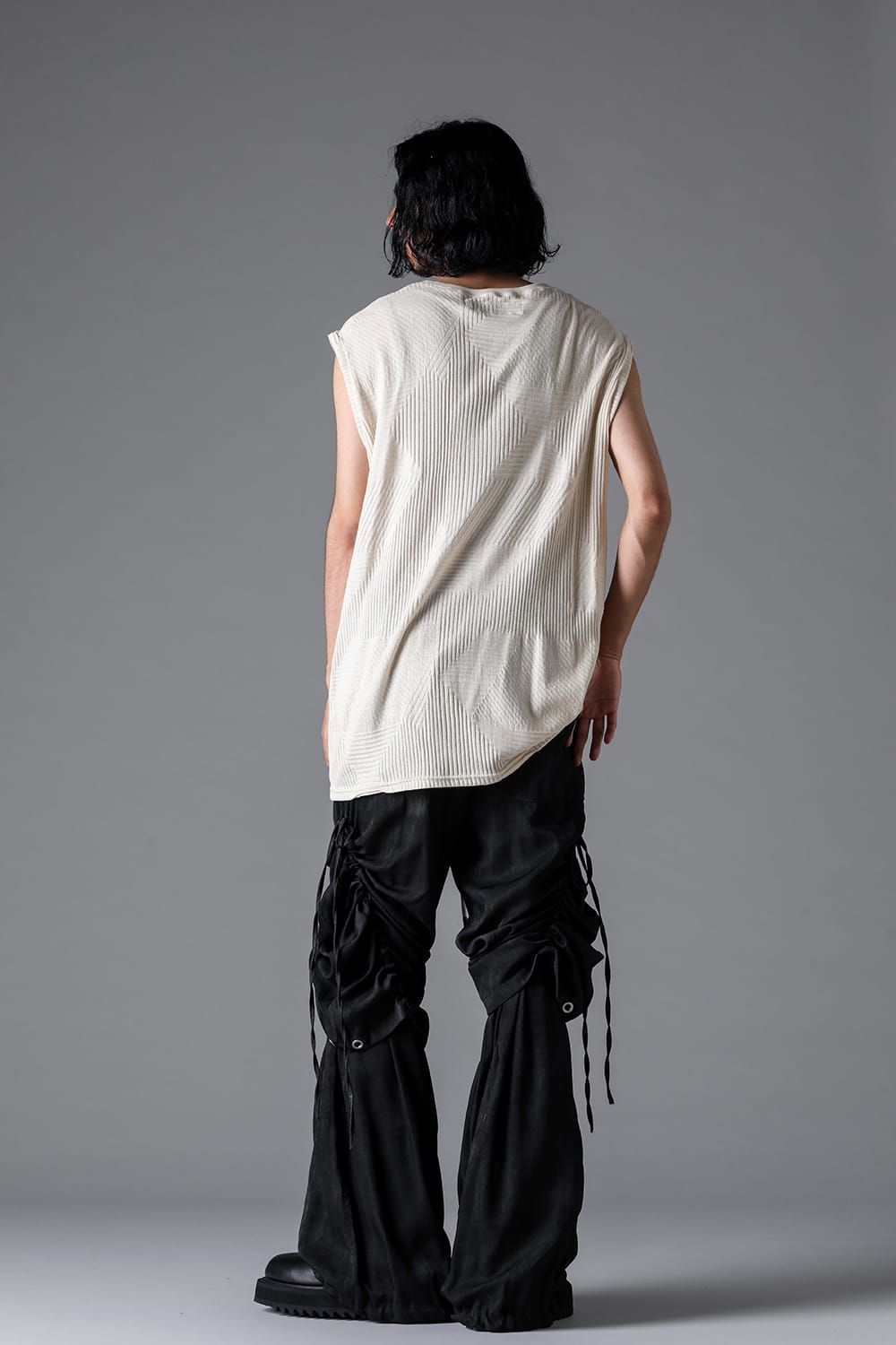《2026SS先行予約》Deformed Stripe Pattern Tank Top "Black / Cream" /ディフォルメドストライプパターンタンクトップ"ブラック/クリーム"