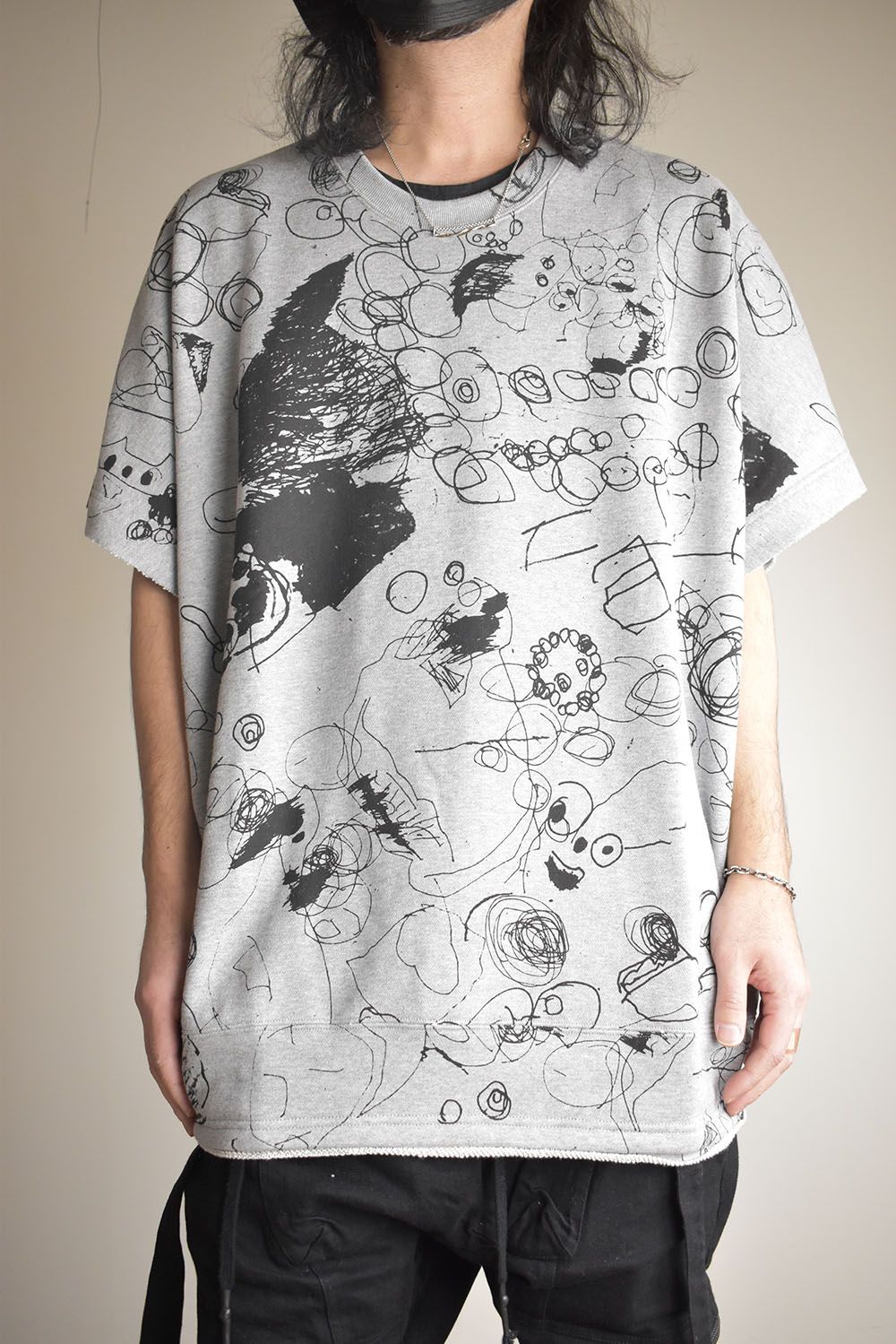 Sweat Oversize Print Pullover"Grey" / スウェットオーバープリントプルオーバー"グレー"