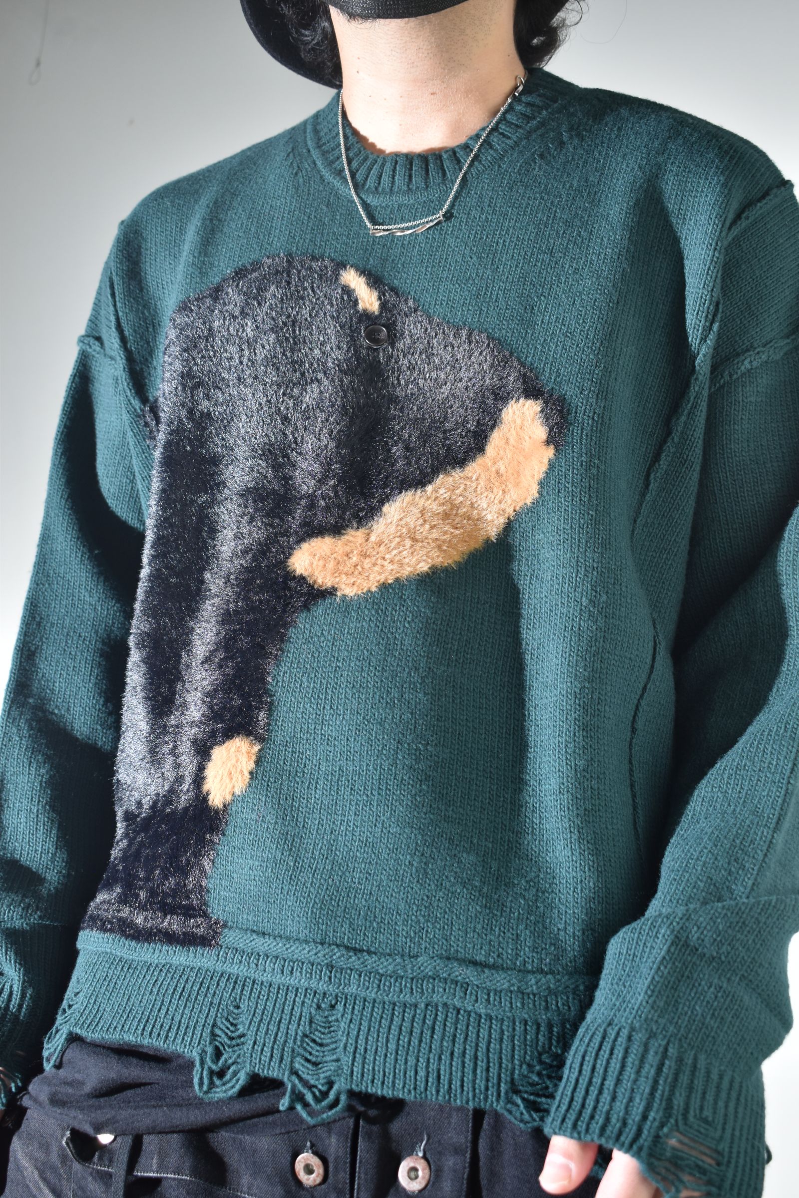 Dog Motif Intarsia Sweater "Jade" / ドッグモチーフインターシャセーター"ジェイド"