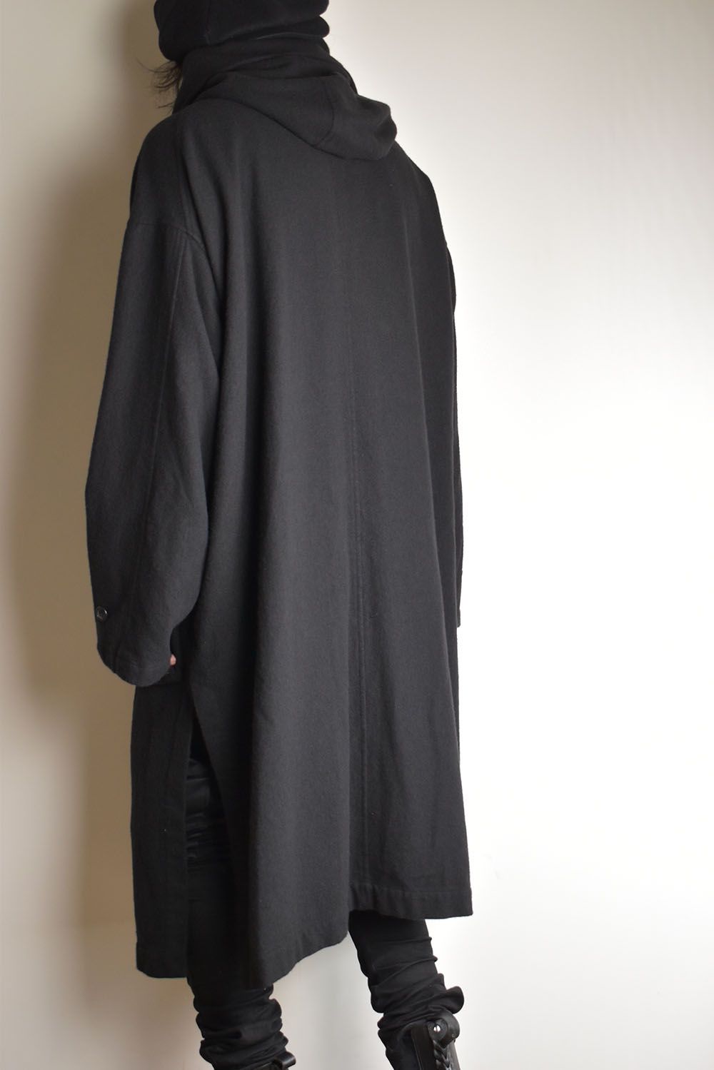 Wool Fulling Product Dyed Coat "Black" / ウール縮絨 製品染めコート"ブラック"