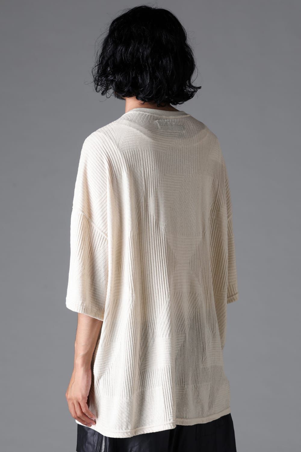 《2026SS先行予約》Deformed Stripe Pattern Jumbo Tee "Black / Cream" /ディフォルメドストライプパターンジャンボTee"ブラック/クリーム"