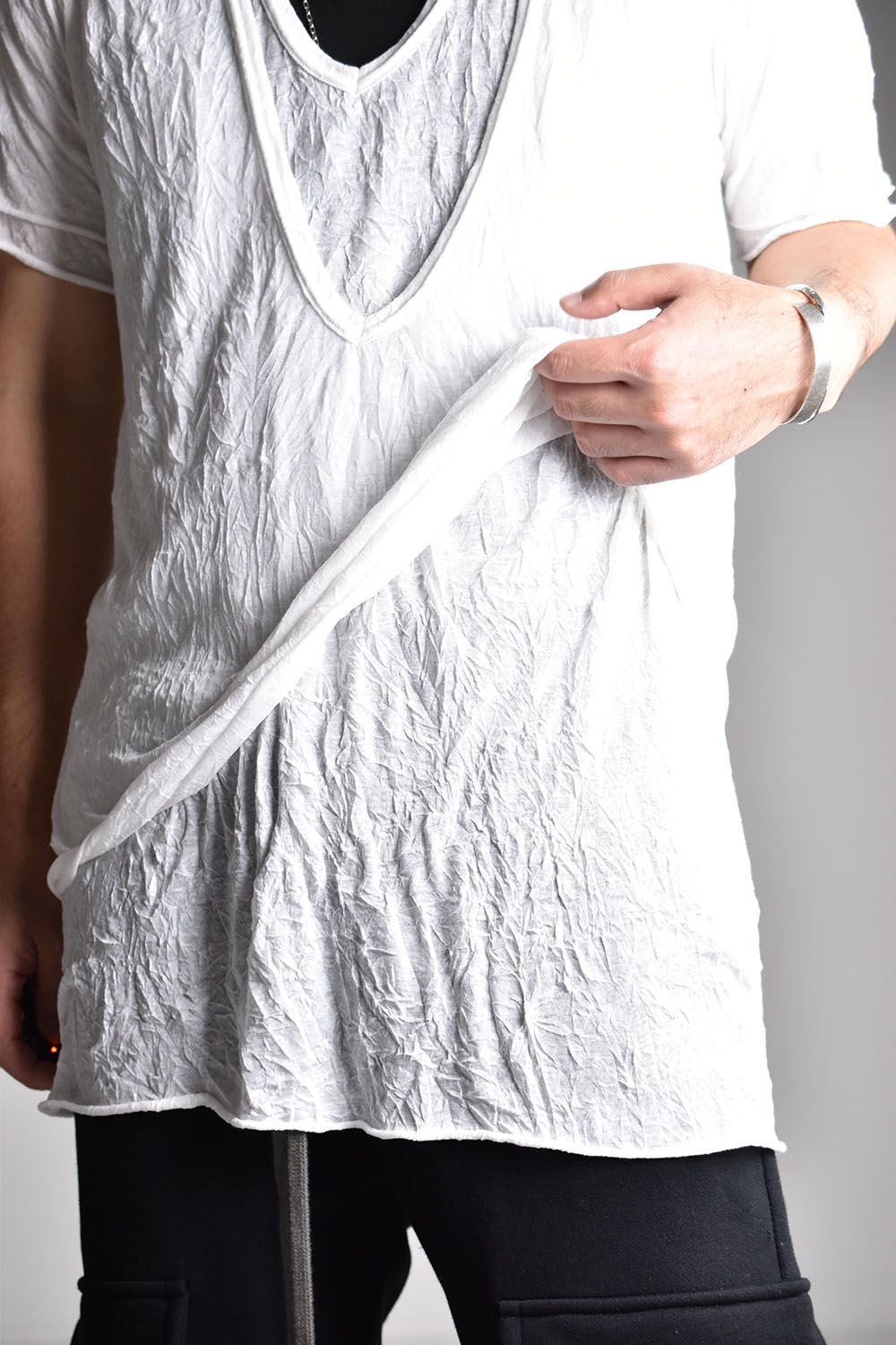 《2026SS先行予約》Gauze Washer Layerd V-Neck Tee"BK×WH/IV×GYBG×GY/BK×BK/WH×WH"/ガーゼワッシャーレイヤードVネックTee"