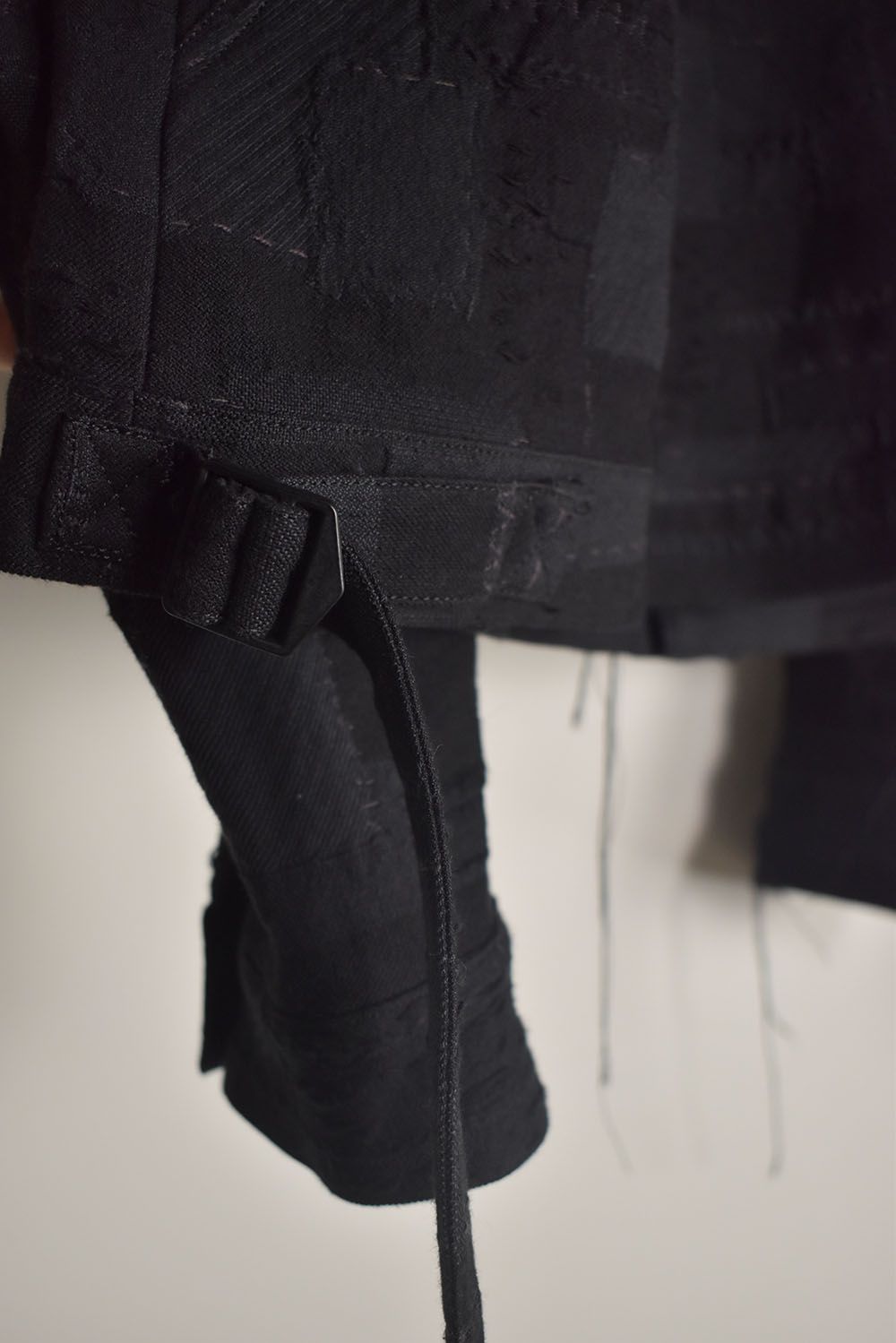 Crust Patchwork Jacquard Hood Attached Jacket "Black" / クラストパッチワークジャガードフードアタッチドジャケット"ブラック"