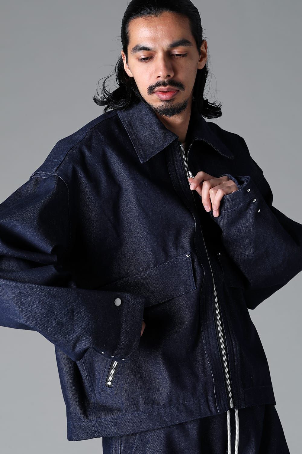 《2025AW先行予約》Tuck Sleeve Jcaket"Black / Navy" /タックスリーブジャケット"ブラック/ネイビー"