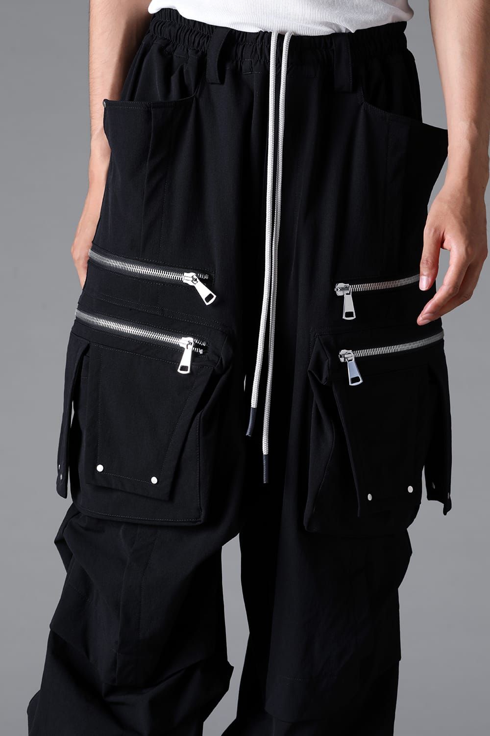 《2026SS先行予約》Stretch Nylon Cargo Tuck Wide Pants"Black" / ストレッチナイロンカーゴタックワイドパンツ"ブラック"