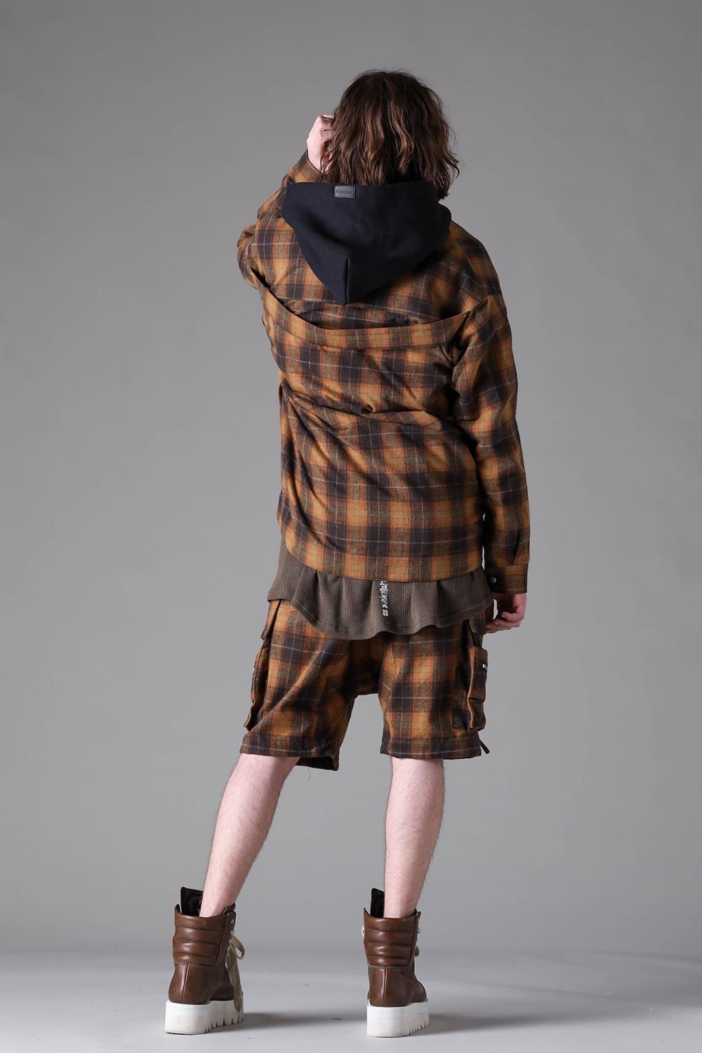 《2026AW先行予約》Plaid Sarrouel Shorts"Soft Greige / Black Camel / Warm Brown" / サルエルショーツ"ソフトグレージュ/ブラックキャメル/ウォームブラウン"