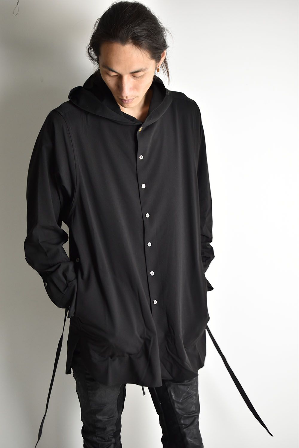Strings Hooded Shirt"Black"/ストリングフーデットシャツ"ブラック"