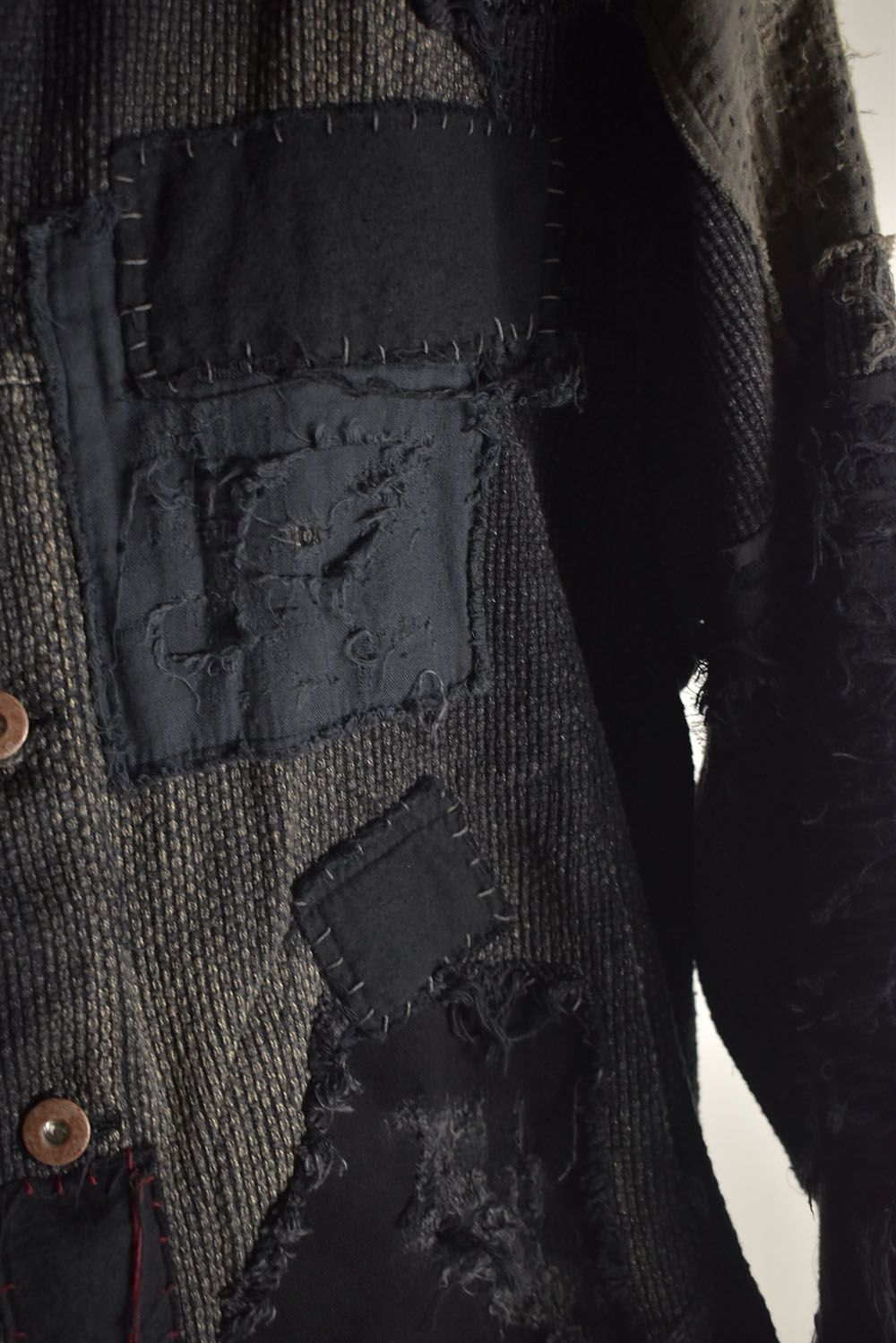 Crust Damage Repair Sashiko Jacquard Jacket "Black" / クラストダメージリペア刺子ジャガードジャケット"ブラック"