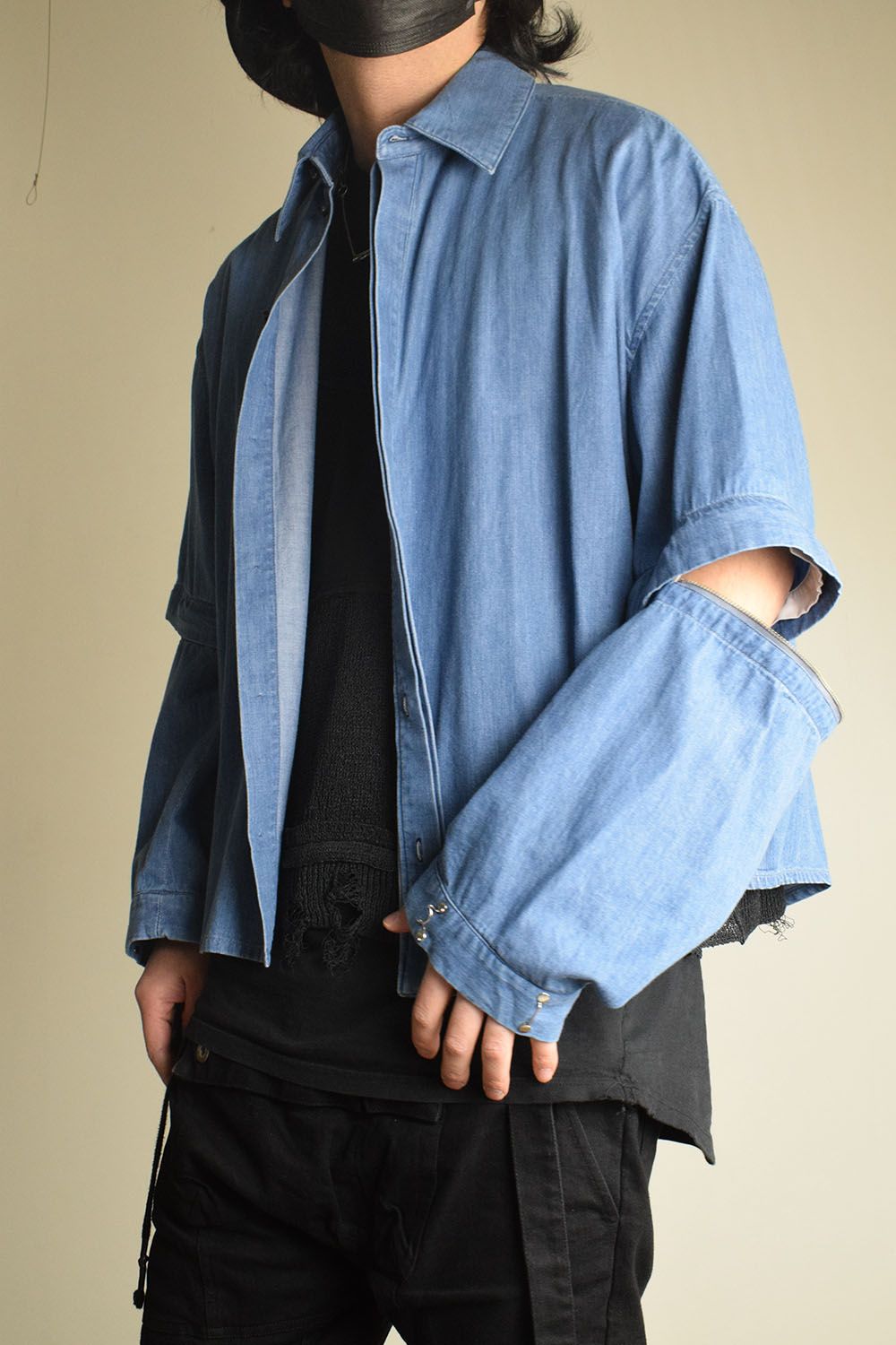 Detachable Sleeve Hook Cuff Shirt"Blue Washed" / デタッチャブルスリーブホックカフスシャツ"ブルーウォッシュド"