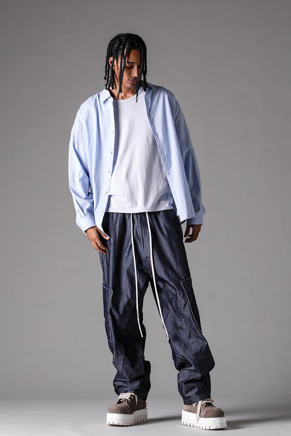 《2027SS先行予約》Cotton Nylon Wide Cargo Pants"Navy" / コットンナイロンワイドカーゴパンツ"ネイビー"