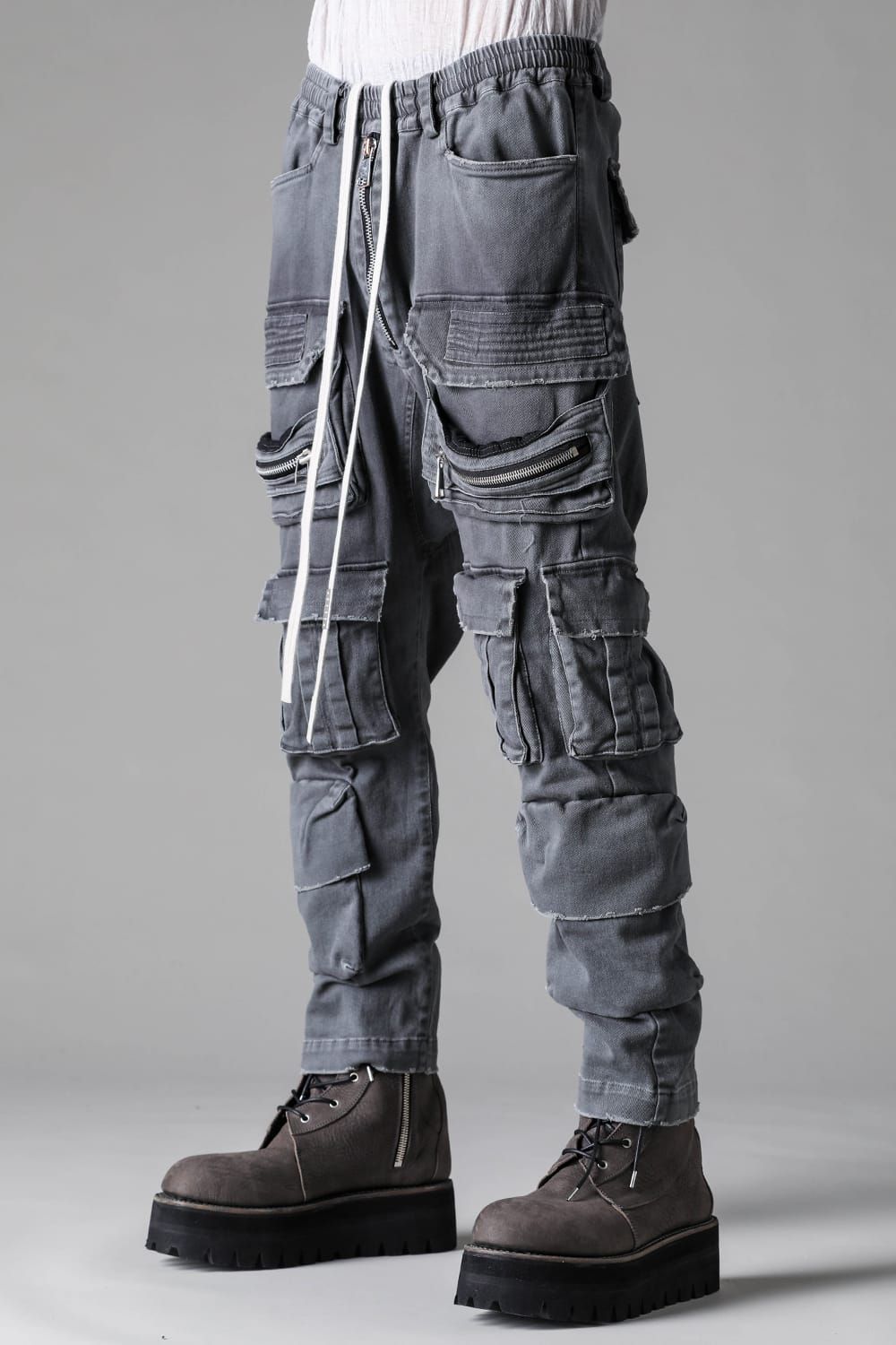 《2027SS先行予約》Vintage Dyed Sarrouel Flare Pants"D.Grey" / ヴィンテージダイサルエルフレアパンツ"ダークグレー"