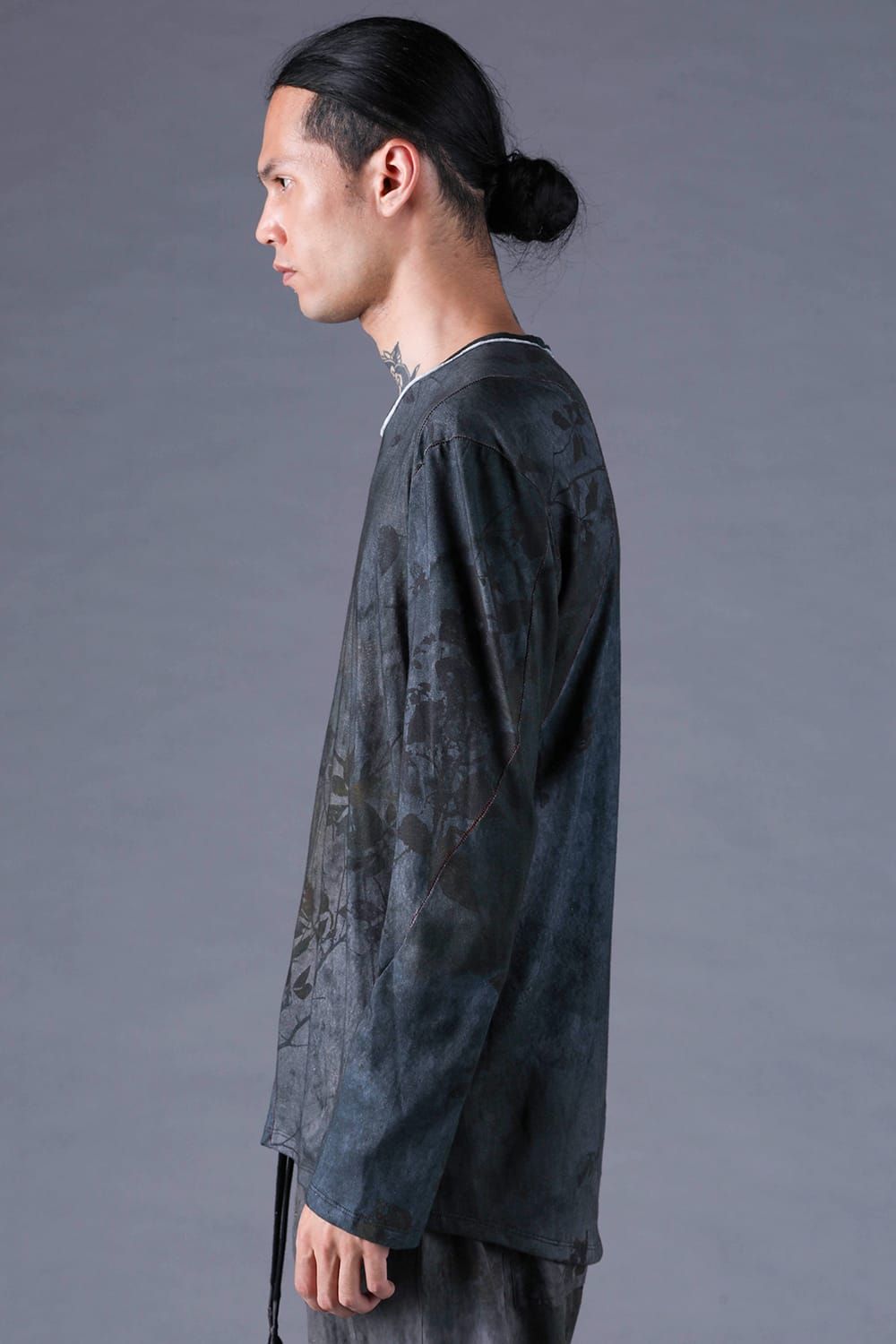 《2027SS先行予約分》Inkjet-Printed 30/- Cotton L/ST-Shirt"Charcoal" / インクジェットプリント30/-天竺ロングスリーブTee"チャコール"