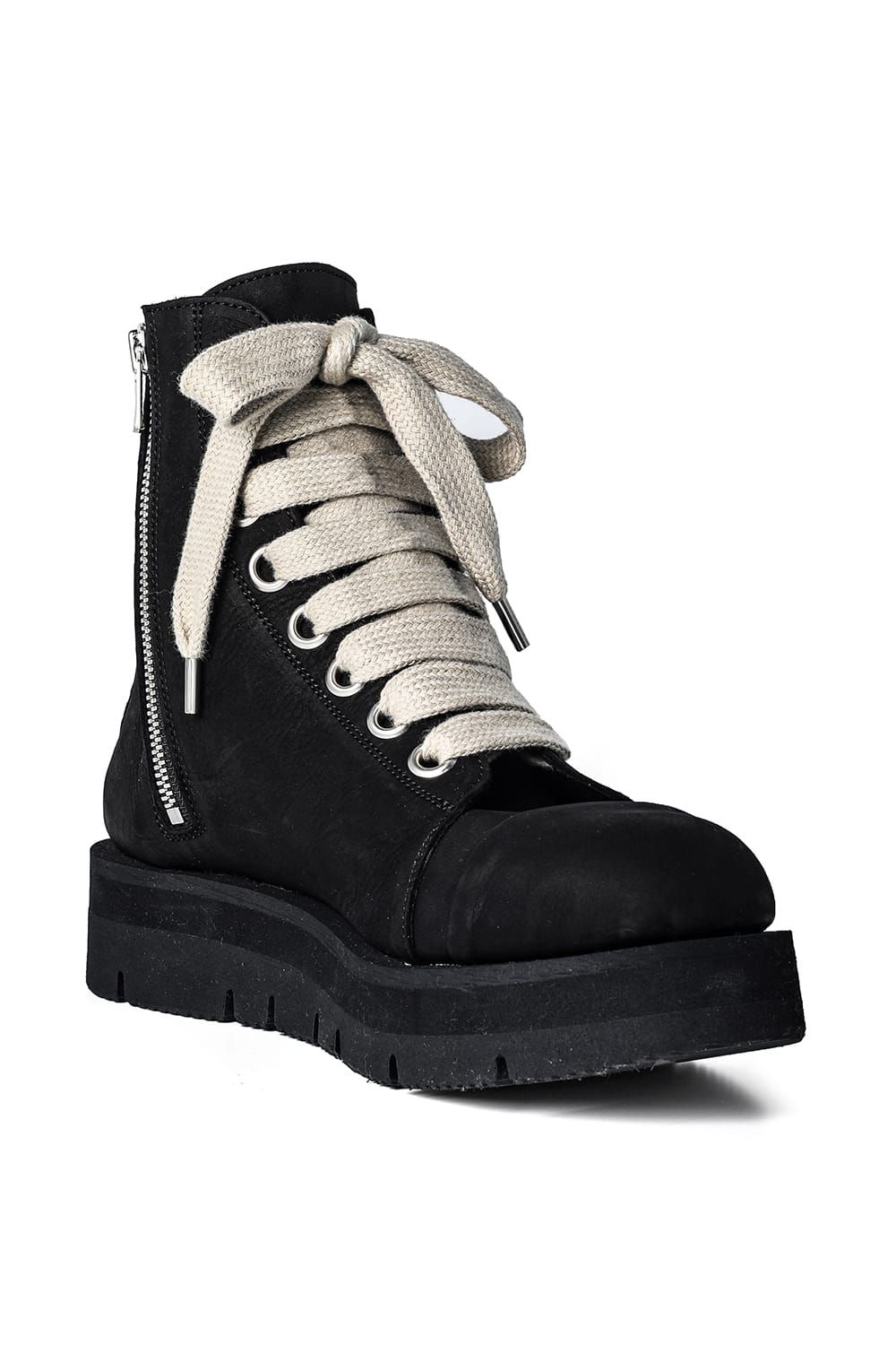 《2027SS先行予約分》 Fat Laces Leather Sneaker Boots "Black" / ファットレースレザースニーカーブーツ"ブラック"