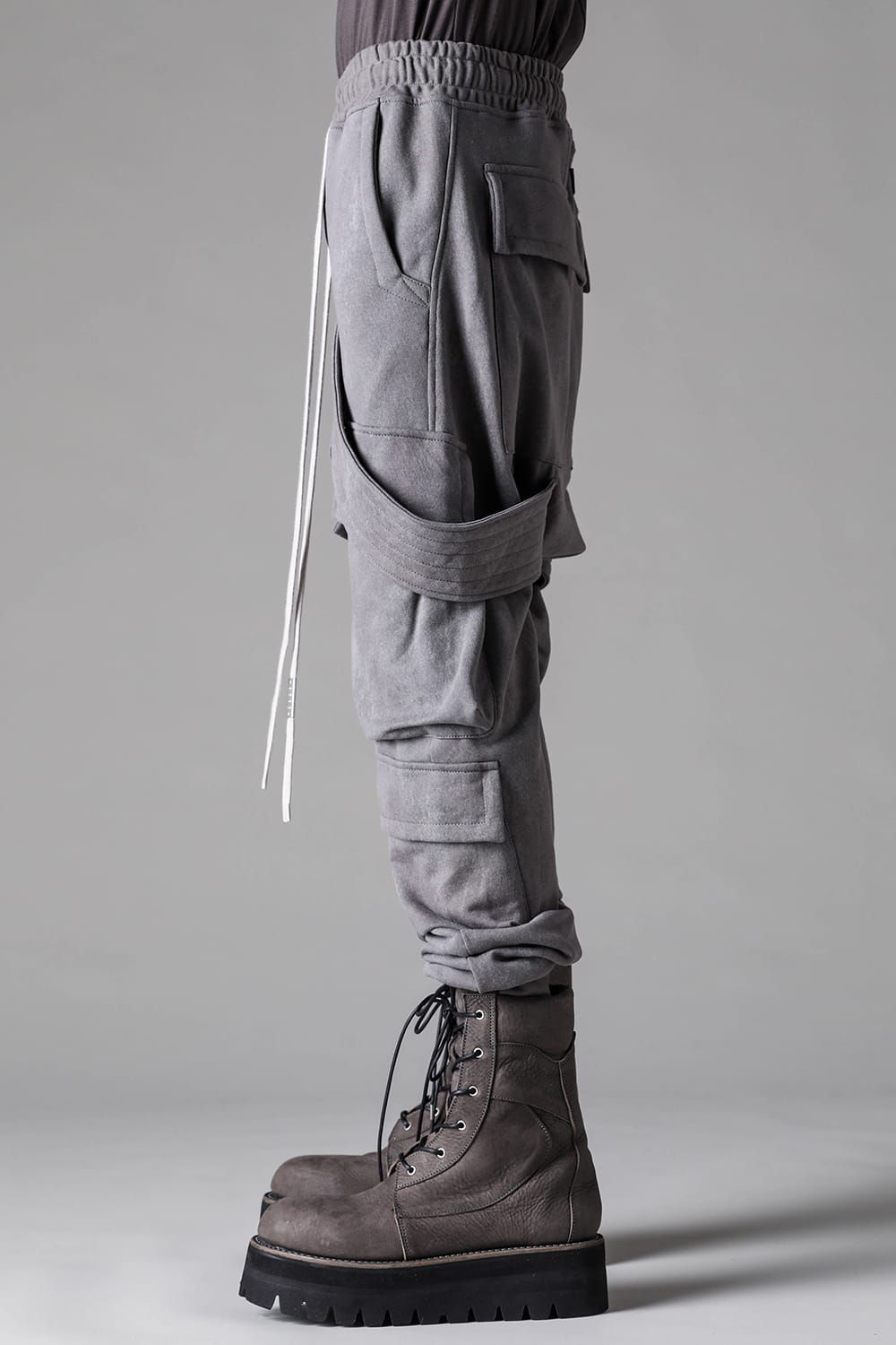 《2027SS先行予約》French Terry Belt Cargo Sarrouel Easy Pants "Black / Grey / L.Beige"/ フレンチテリー裏毛ベルトカーゴサルエルイージーパンツ"ブラック / グレー /ライトベージュ"