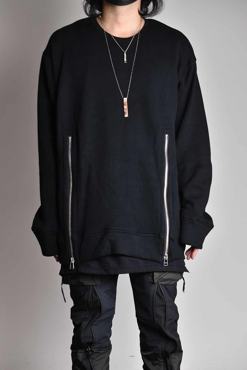 Layered Zip Pullover"Black" /レイヤードジッププルオーバー"ブラック"