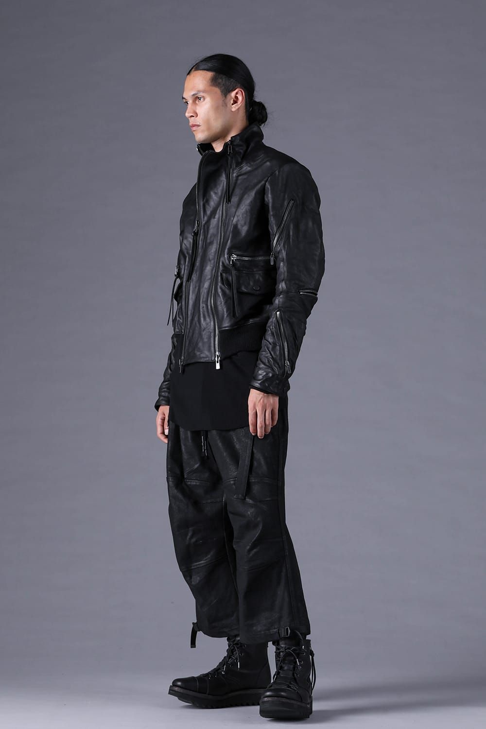 《2027SS先行予約分》Horse Leather Double-Zip Bomber Jacket"Black" / ホースレザーダブルジップボンバージャケット "ブラック"