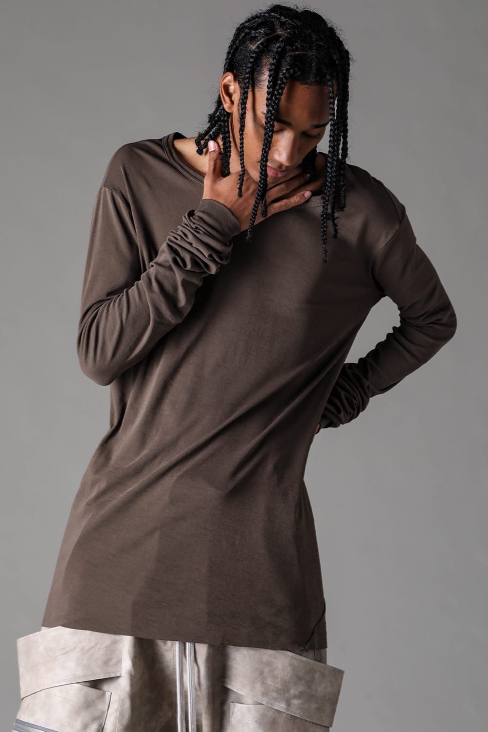 《2027SS先行予約》High Twist Rib Jersey Long Sleeve Tee "Black/ Sage Green / Brown / L.Grey / White "/ハイツイストリブジャージーロングスリーブTee"ブラック/セージグリーン/ブラウン/ライトグレー/ホワイト"