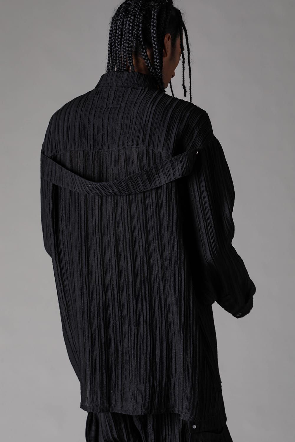 《2027SS先行予約》Ripple Sheer Shirts "Black" / リップルシアーシャツ"ブラック"