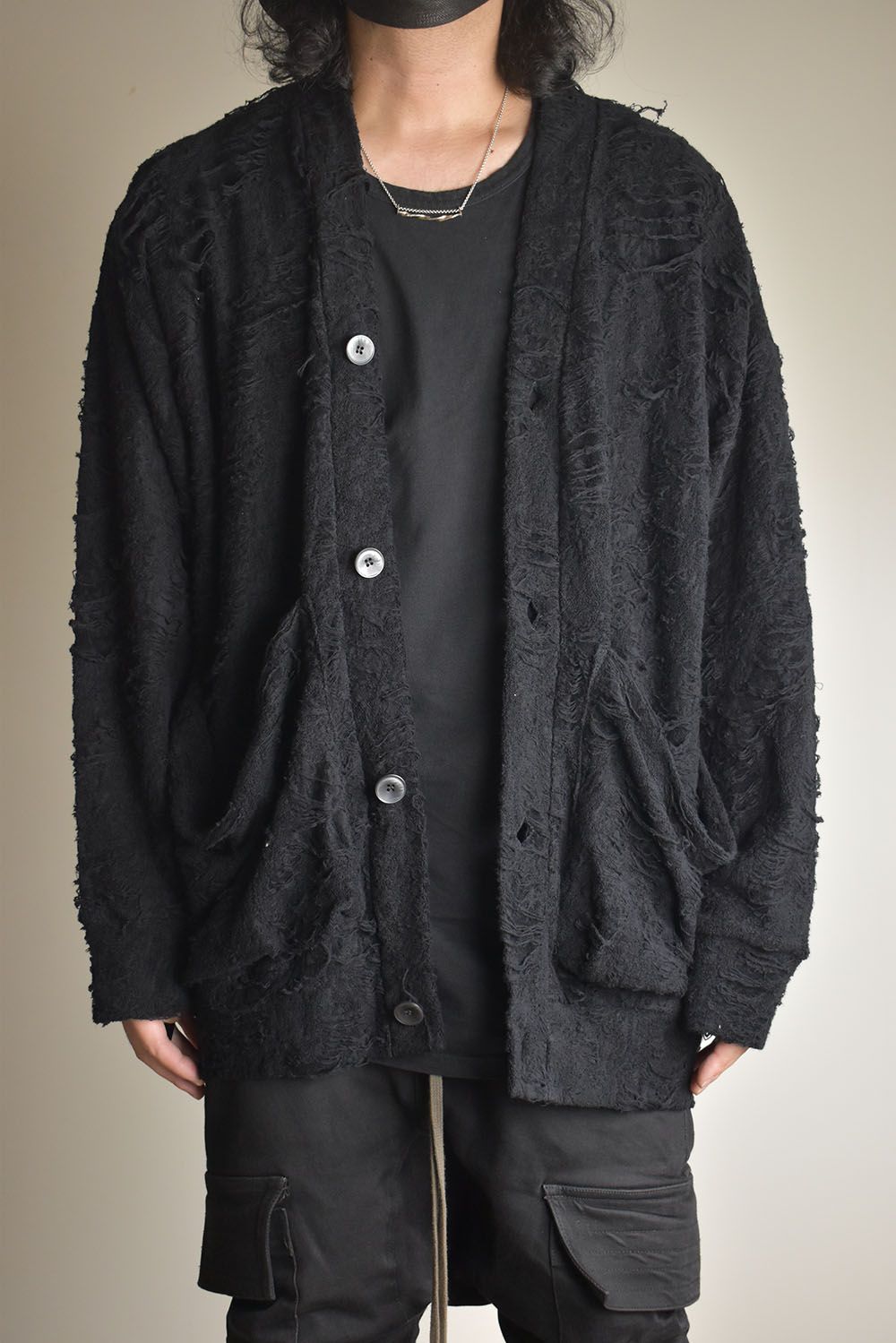 Damage Pile Jumbo Cardigan"Black" / ダメージパイル ジャンボカーディガン"ブラック"