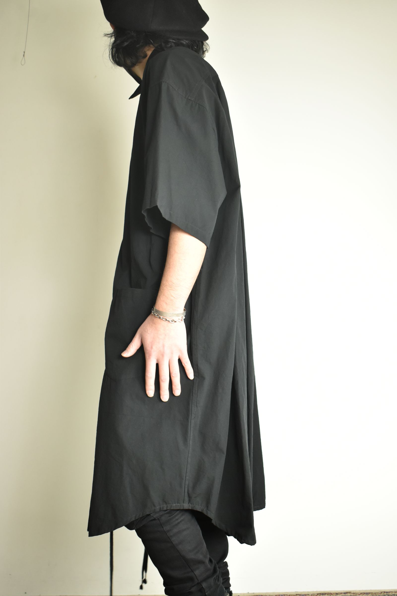 Cotton Broad Short-Sleeved Big Shirt &Dress"Black" / コットンブロード半袖ビッグシャツ / ワンピース"ブラック"