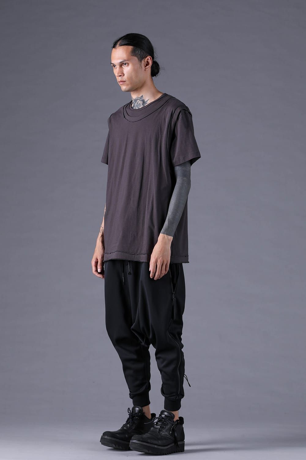 《2027SS先行予約分》30/- Cotton Layered S/S T-Shirt "Black" / Grey / Charcoal" / 30/-天竺レイヤードS/STシャツ "ブラック/グレー/チャコール"