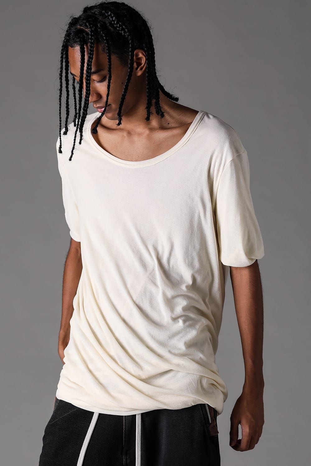 《2027SS先行予約》Sheer High Twist Rib Double Layered Tee "Black / L.Beige / L.Grey / D.Grey" / シアーハイツイストリブレイヤードTee"ブラック /ライトベージュ /ライトグレー/ ダークグレー"